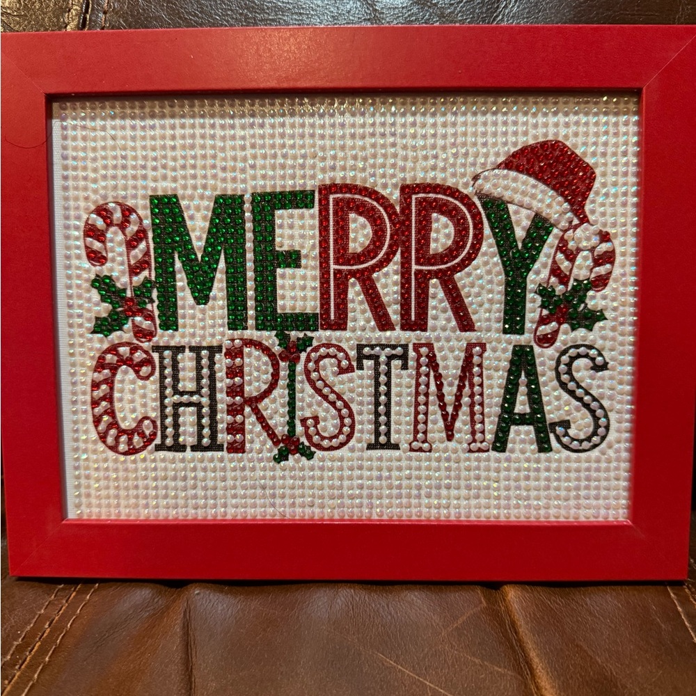 Completed and Framed Merry Christmas Diamond Art
